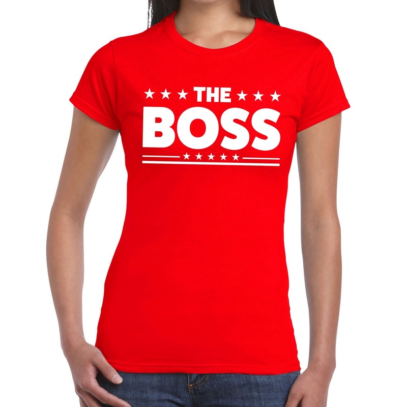 The Boss tekst t-shirt rood dames - dames shirt The Boss Top Merken Winkel